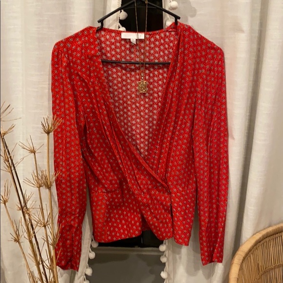 • Boho Flower Plunging Blouse • - Picture 2 of 6